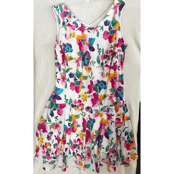 Jessica London Sleeveless V Neck Midi Length Floral Print Dress SZ 28W - Picture 2 of 11